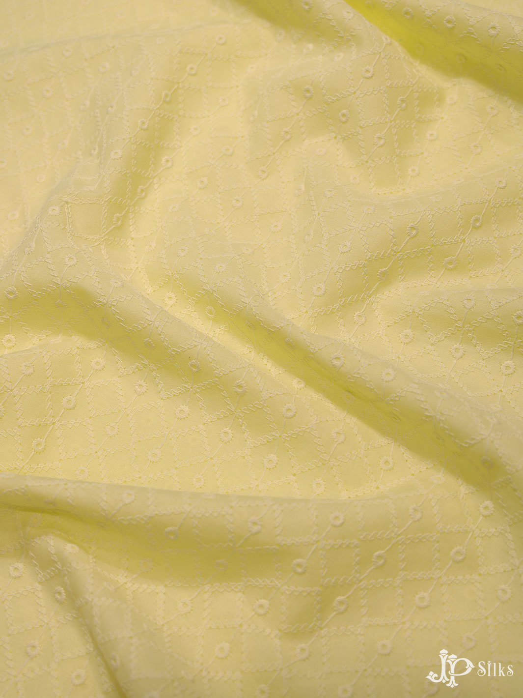 Lemon Yellow Cotton Chikankari Fabric - C3099