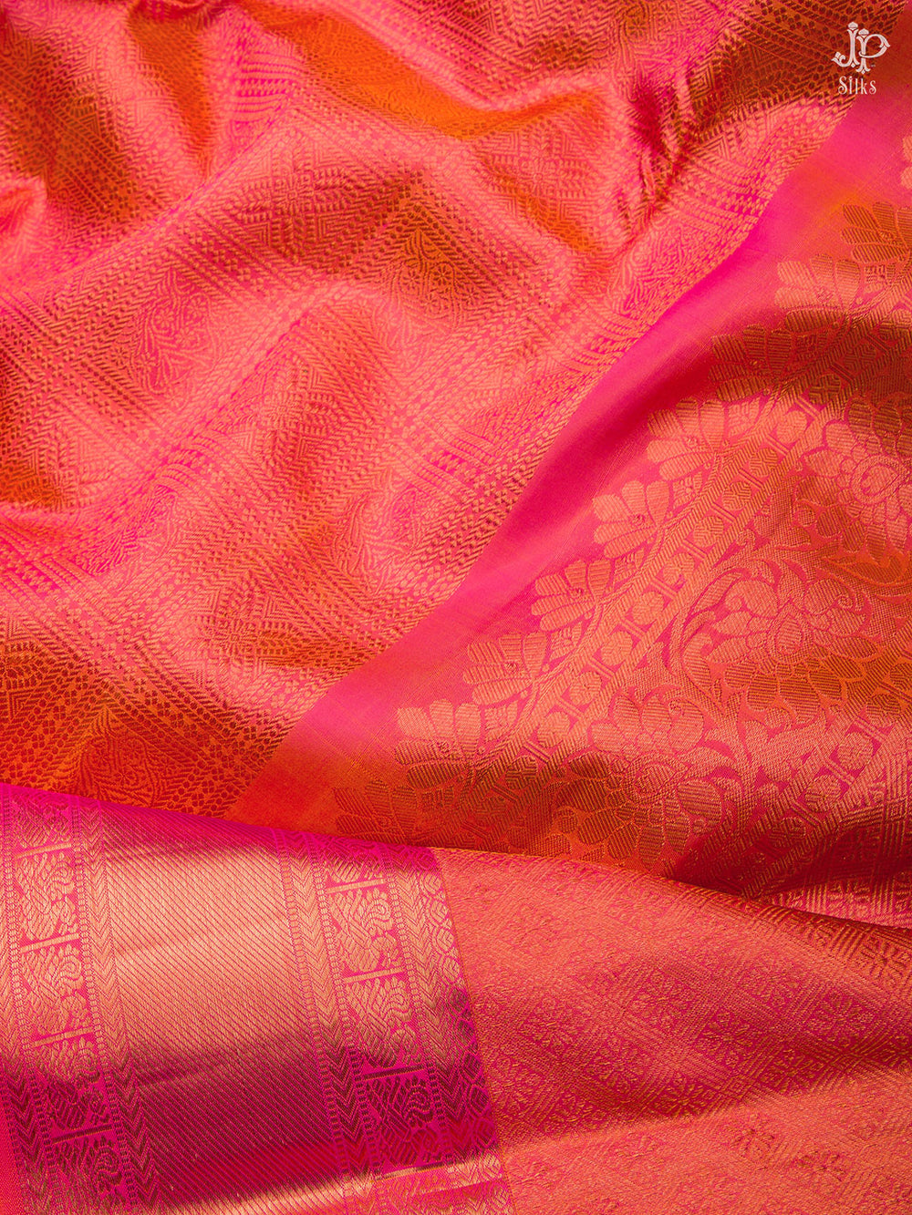 Peach Shot Orange Kanchipuram Silk Saree - D6745 - View 2