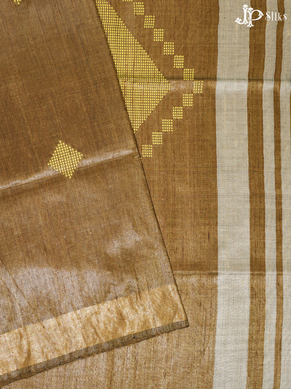 Gold and Yellow Tussar Silk Saree - D8326 - View 1