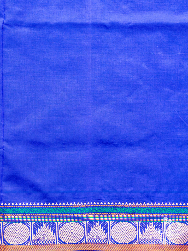Grey and Ink Blue Poly Cotton Saree - D177 - View 2