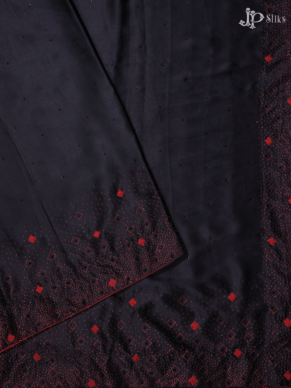 Black Red Crepe Fancy Saree - C1530 - View 1