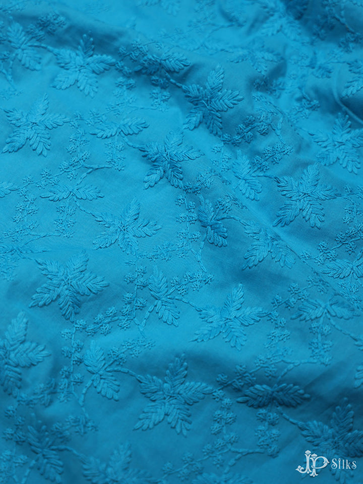 Dark Sky Blue Cotton Chikankari Fabric - C3978