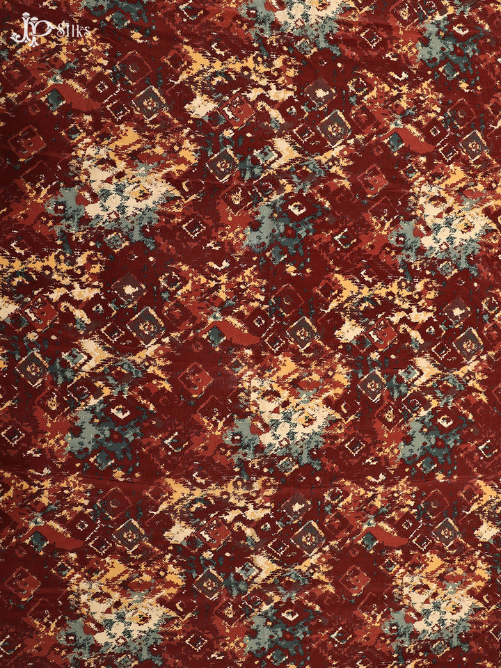 Maroon Digital Printed Viscose Crepe Fabric - E4010 - View 2