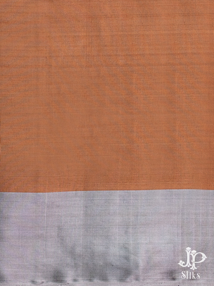 Copper Brown and Silver Grey Silk Tissue Saree - B2454 - VIew 3
