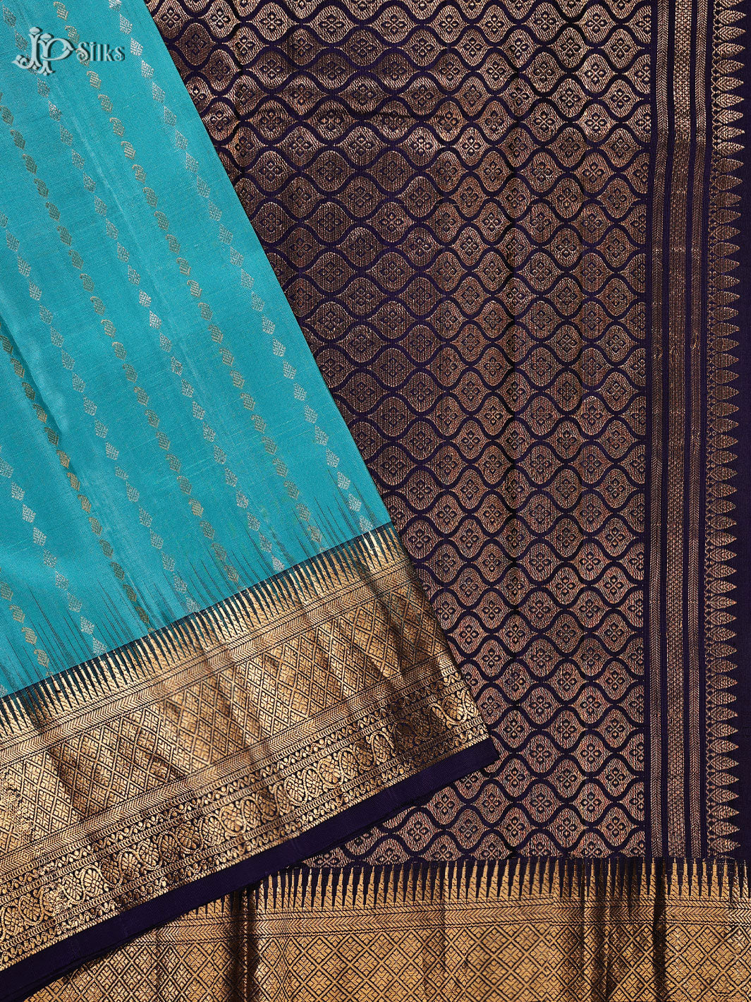 Blue Zari Kanchipuram Silk Saree - D75 - View 4