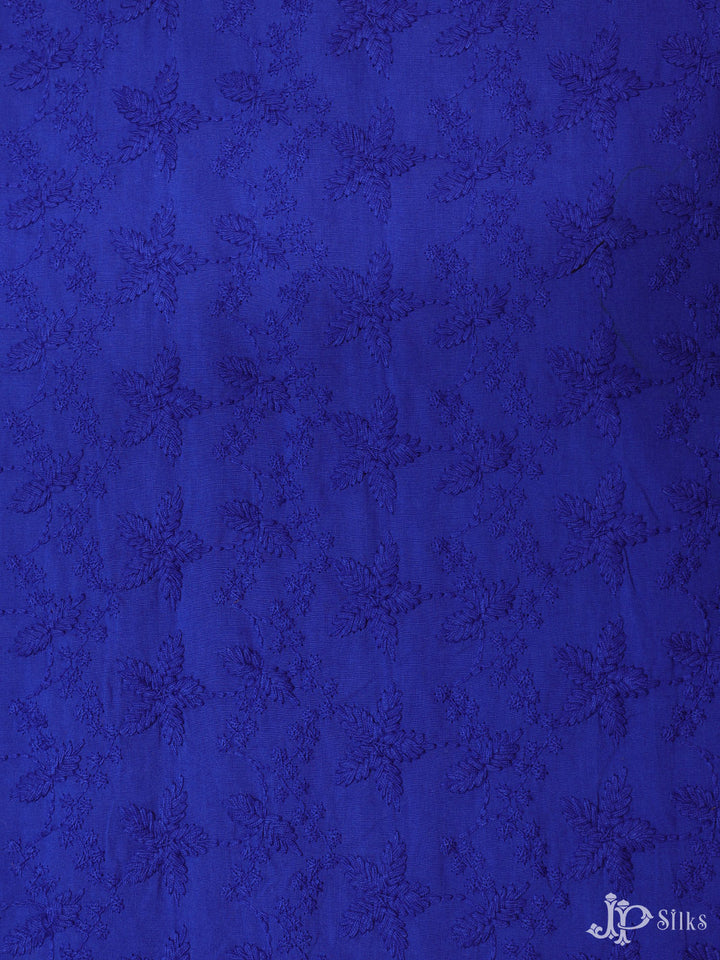 Ink Blue Cotton Chikankari Fabric - C3981 - View 1