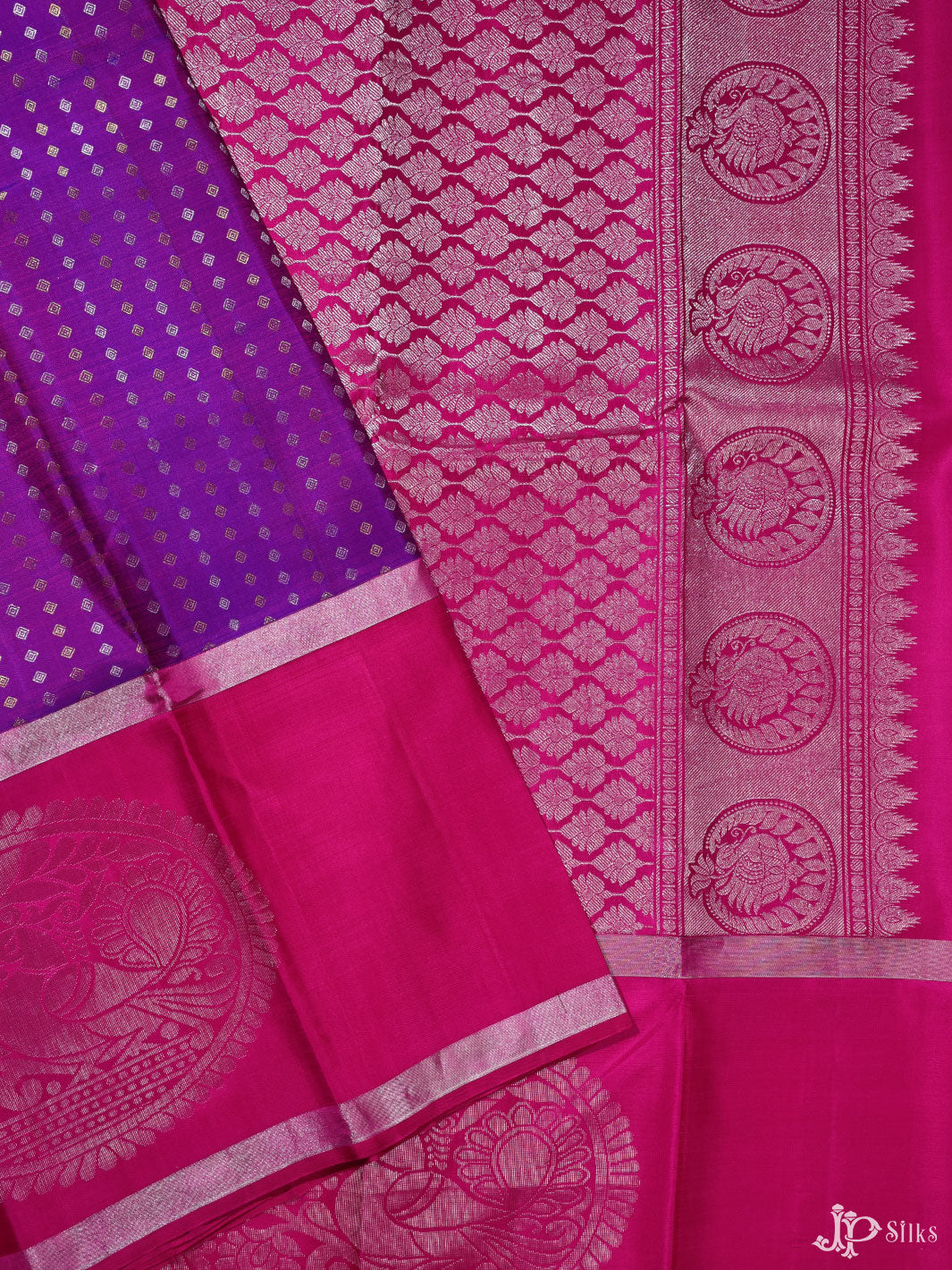 Dual Tone Purple and Pink Kanchipuram Silk Saree - A2547 - View 5