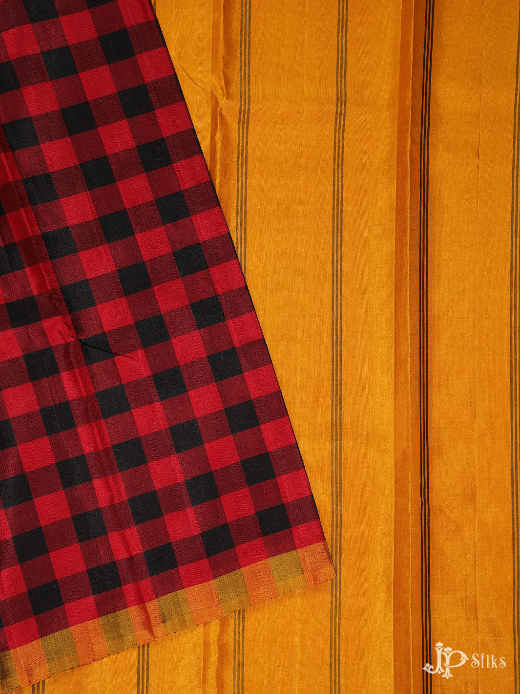 Red and Black Checked Dharmavaram silk - A3519 - View 3