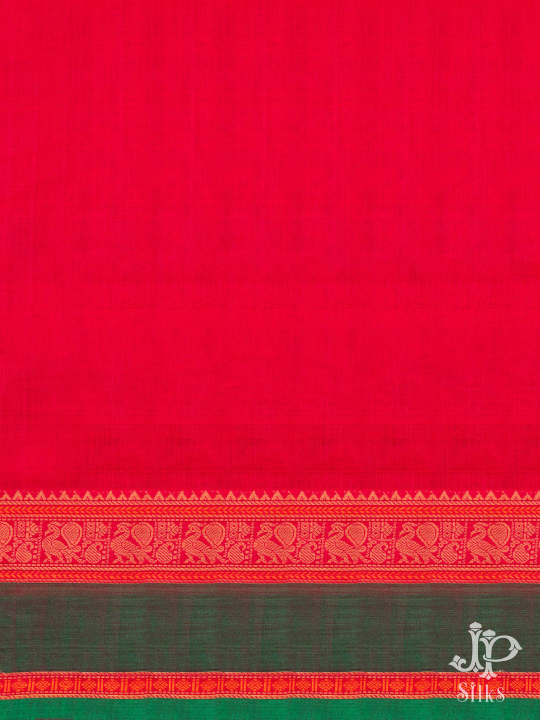 Reddish Pink and Green Kanchi Cotton Saree - D9728 - VIew 2