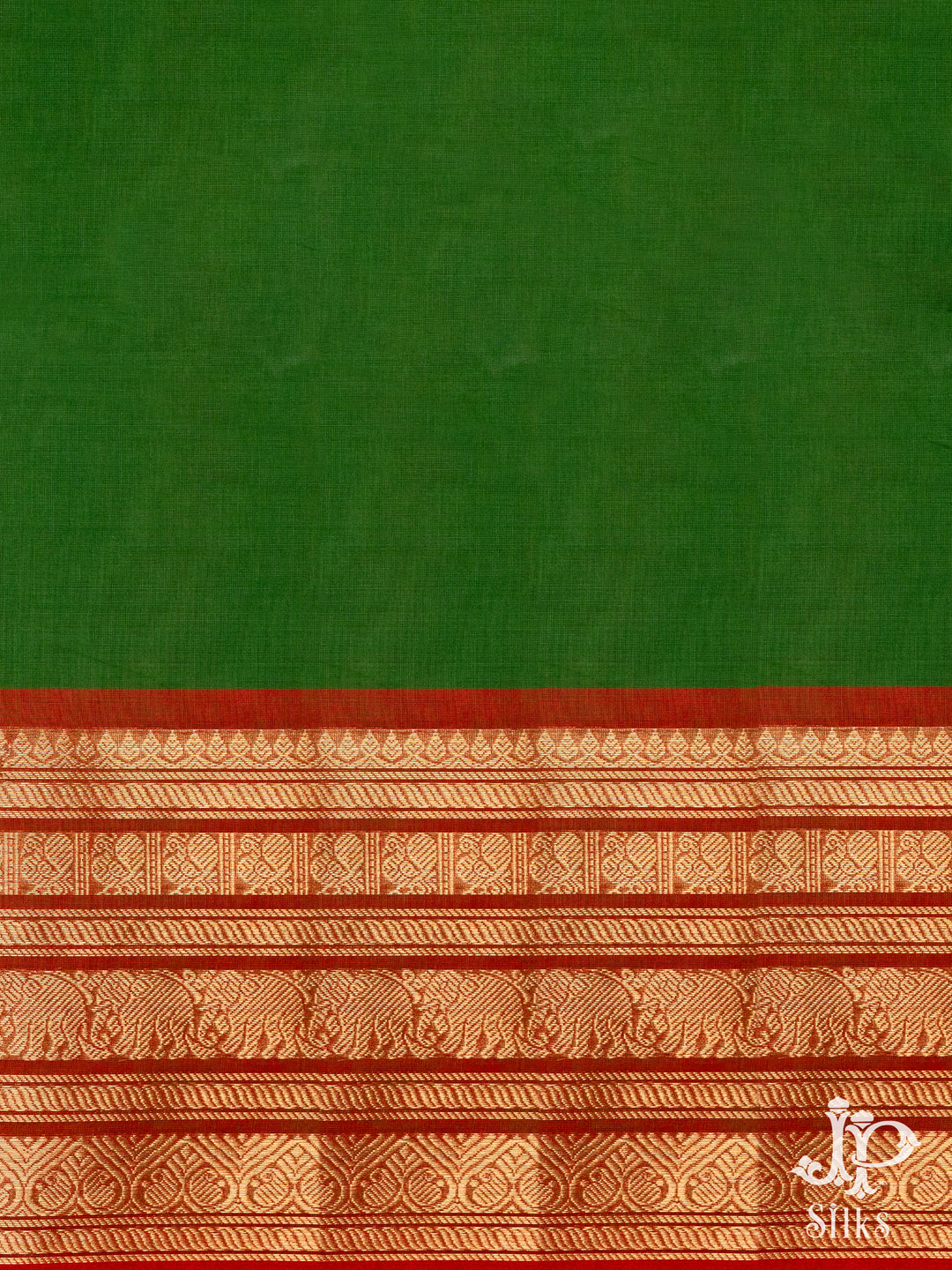 Green and Brown Cotton Saree - D9625 - VIew 3