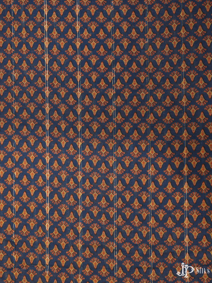 Dark Blue Digital Printed Munga Cotton Fabric - E3321 - View 1