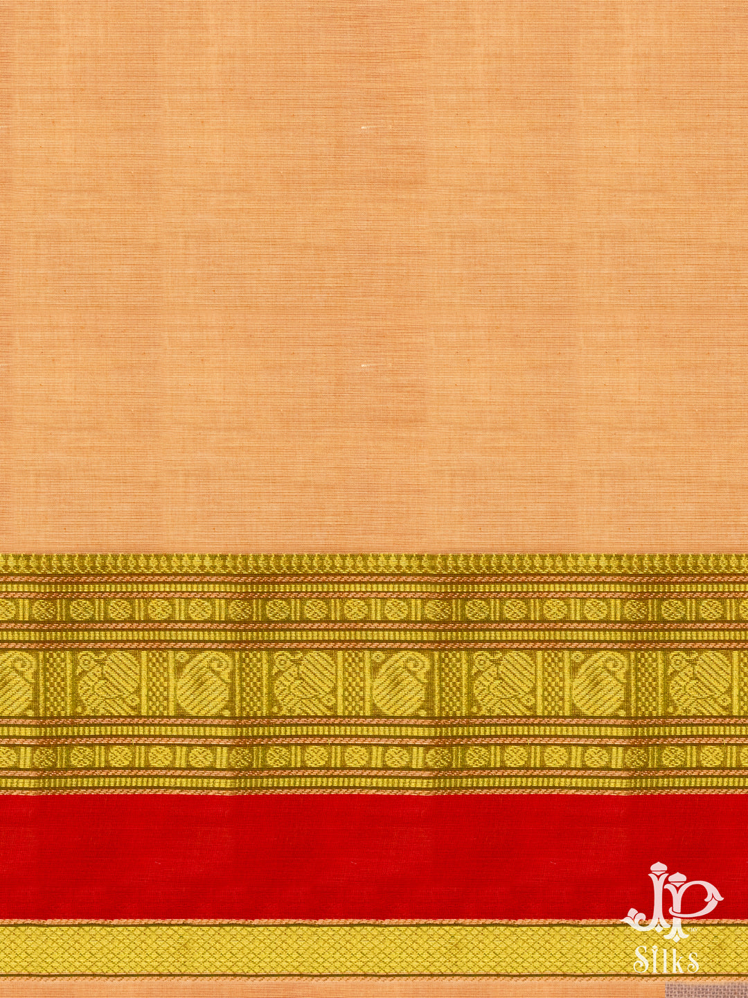 Dark beige Green and Red Cotton Saree - D9679 - View 2