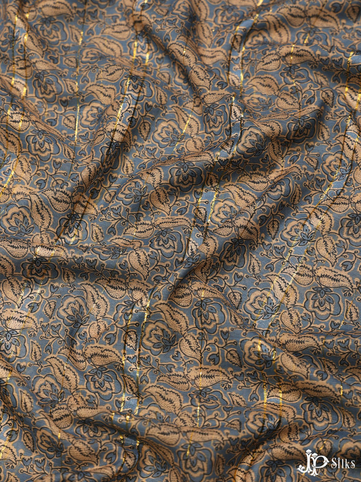 Blue Digital Printed Munga Cotton Fabric - E3325 - View 2