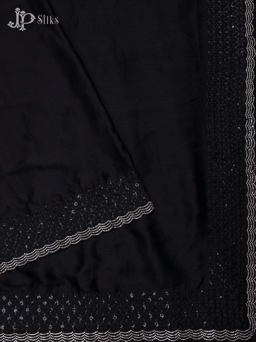 Black Embrioded Georgette Fancy Saree - E3745 - View 1