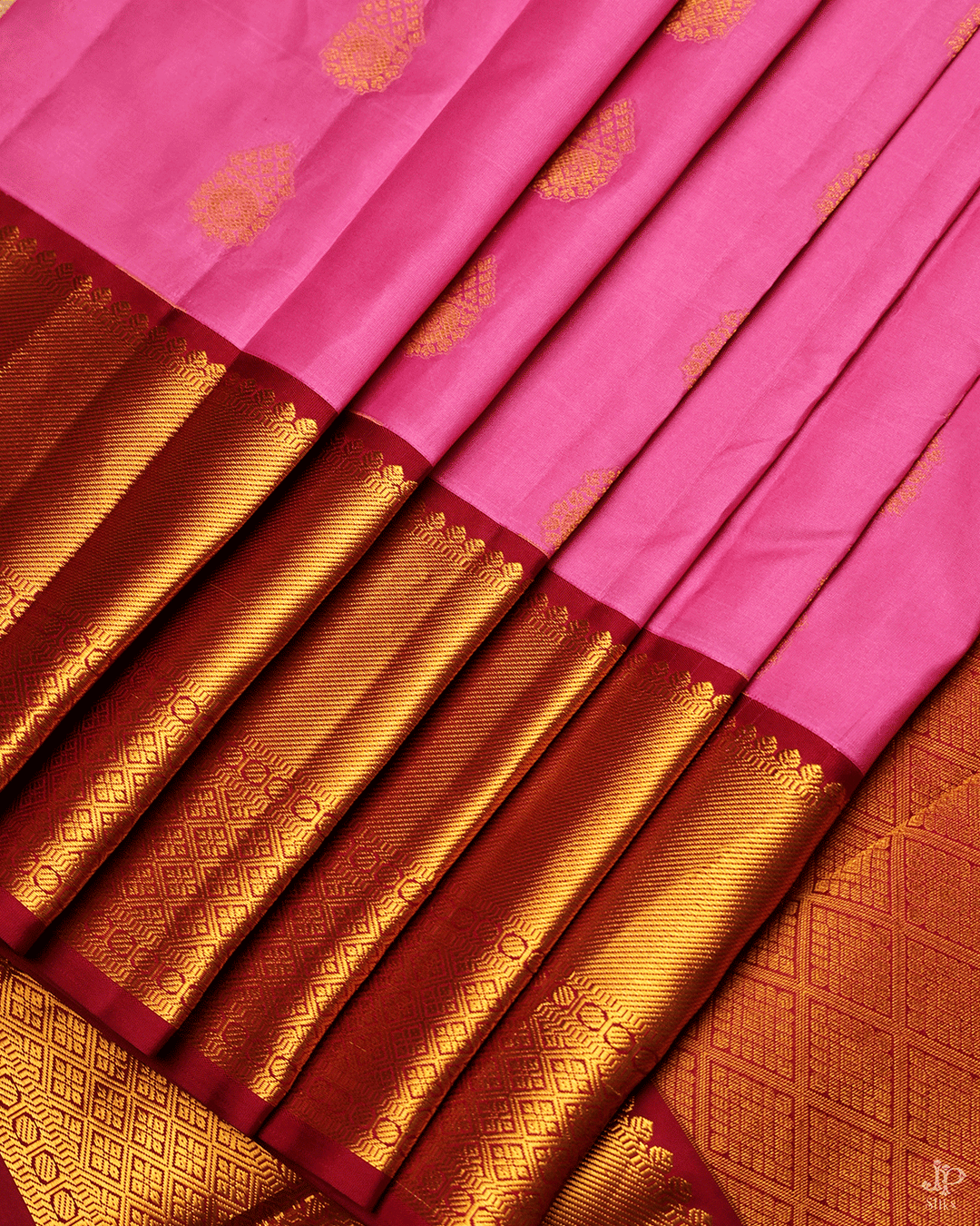 Pink and Maroon Kanchipuram Silk Saree - D4757 - View 2