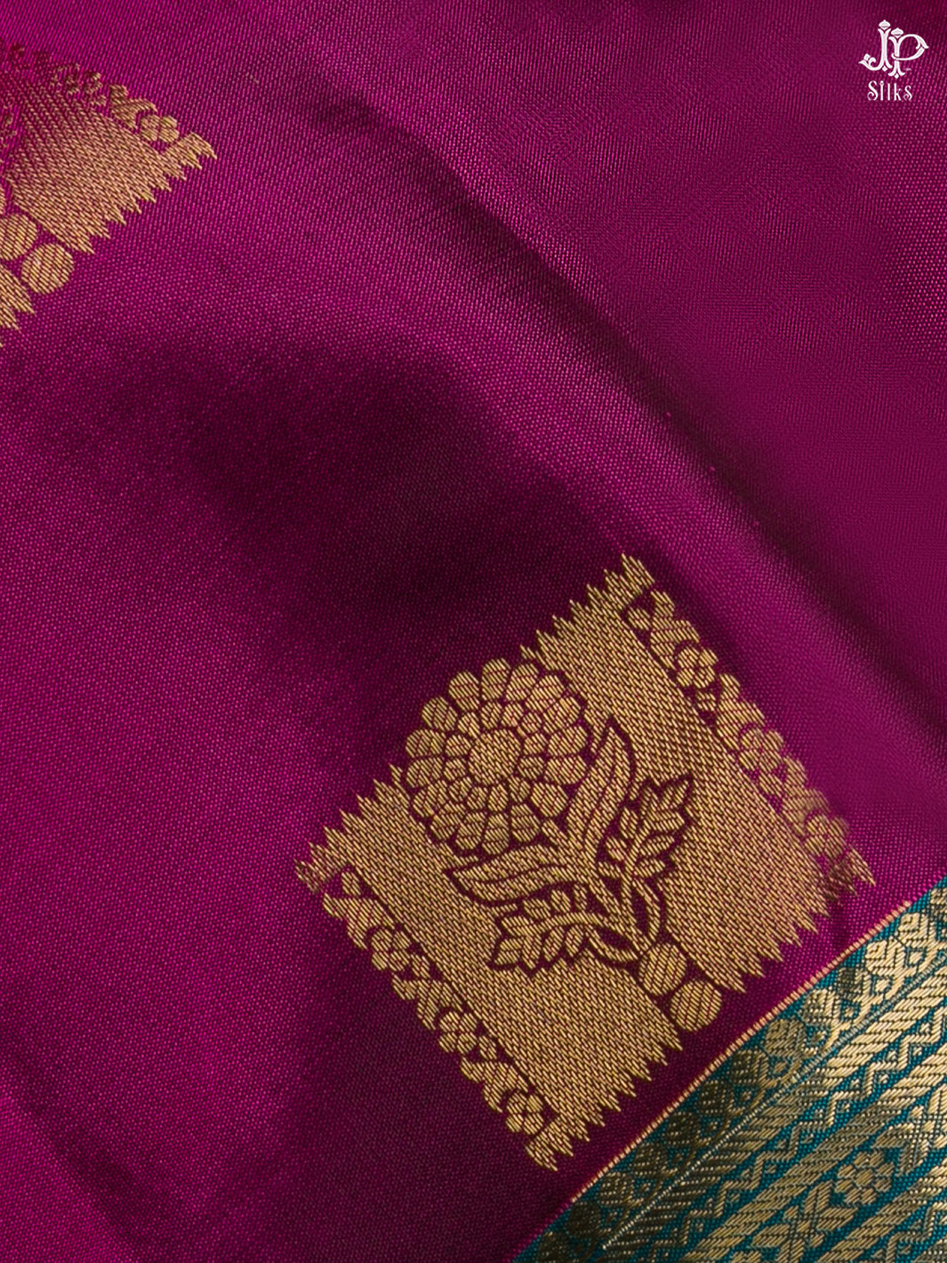 Lilac and Teal Blue Kanchipuram Silk Saree - D4135 -View 3