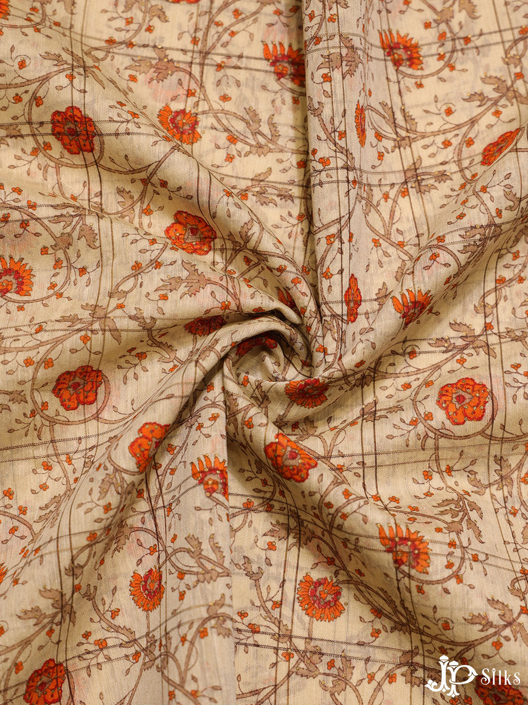 Beige and orange Cotton Fabric - A6516 - View 3