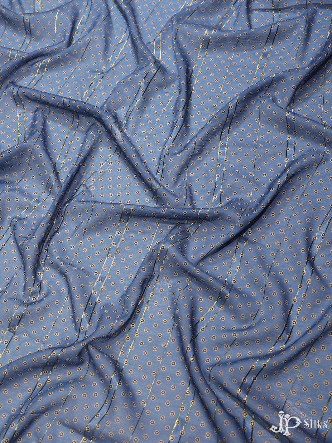 Blue Digital Printed Munga Cotton Fabric - E3324