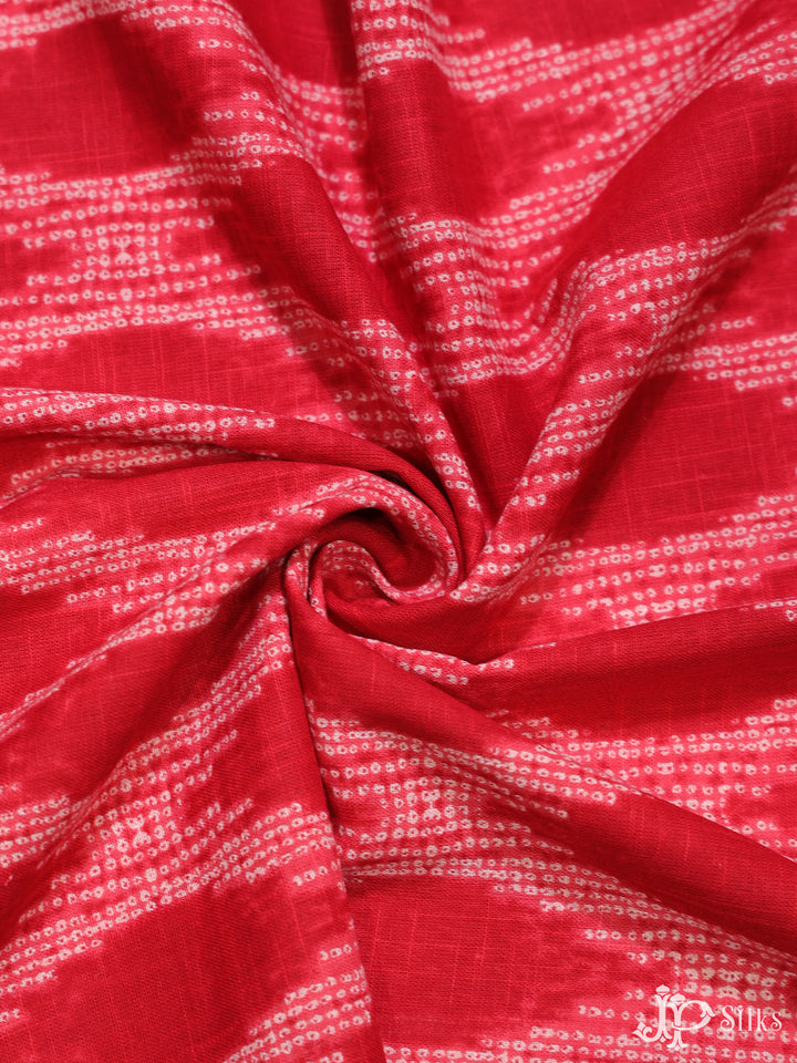 Red Pochampally Ikat Cotton Fabric - D1772 - View 3