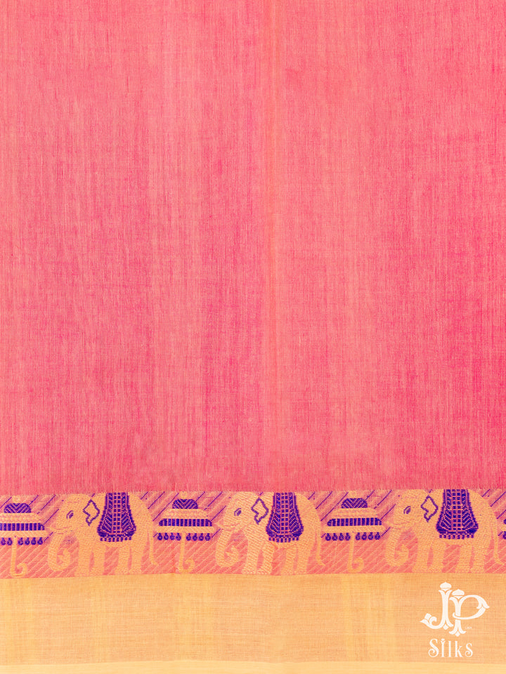 Pink Cotton Saree - D4870 - VIew 3