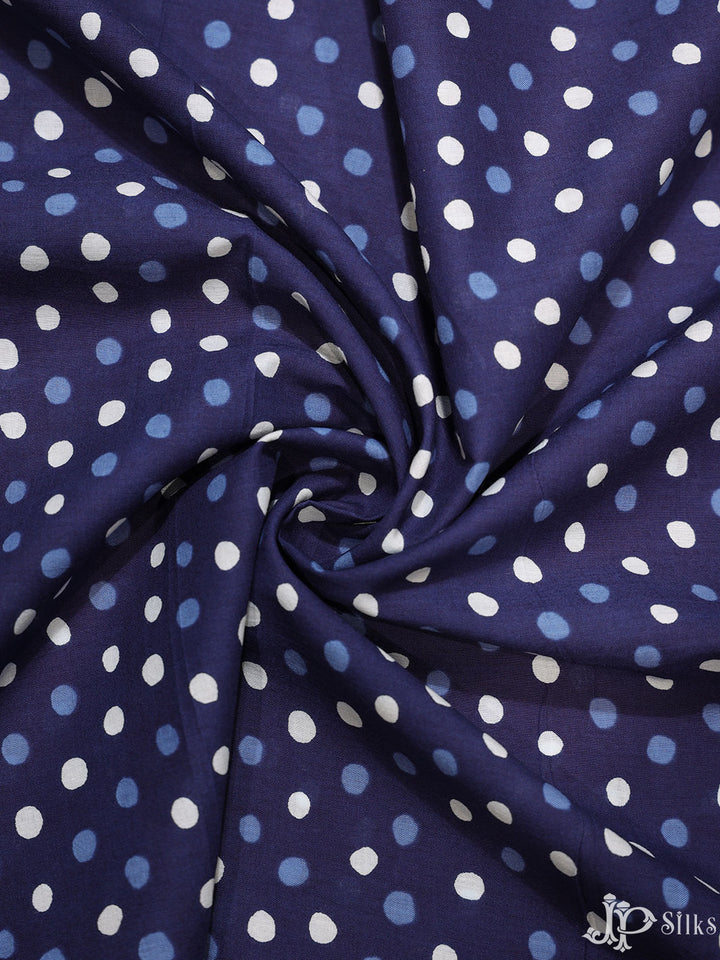 Navy Blue Polka Dots Cotton Fabric - D1785 - View 3
