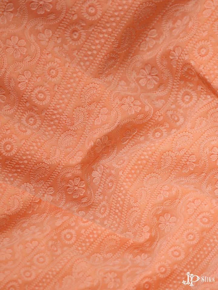 Peach Chiffon Chikankari Fabric - C3102