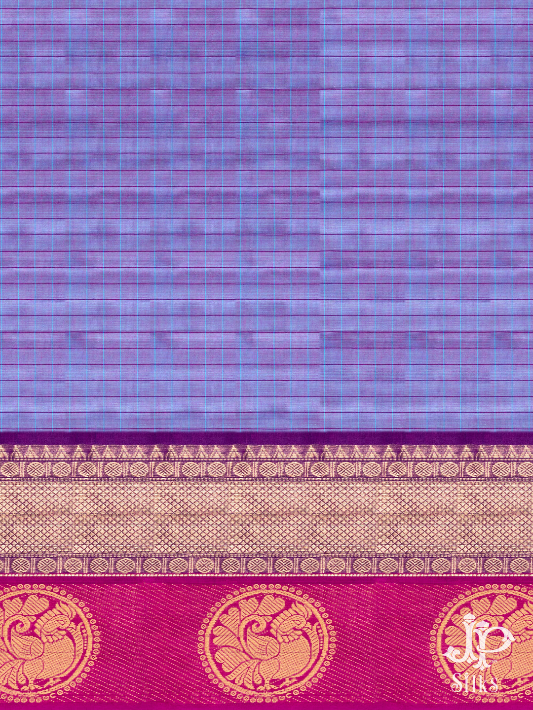 Neon Blue, Magenta Pink Cotton Saree - D9672 - VIew 2