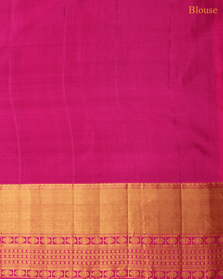 Black and Pink kanchipuram silk Saree - A6099 - View 3