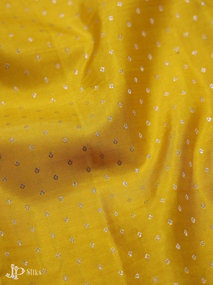 Lemon Yellow and Mauve Kanchipuram silk Saree - A1480 - View 5