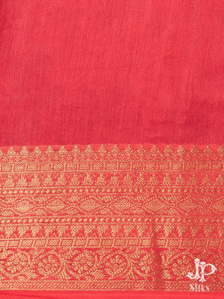 Black and Red Chanderi Fancy Saree - E1582 - View 2