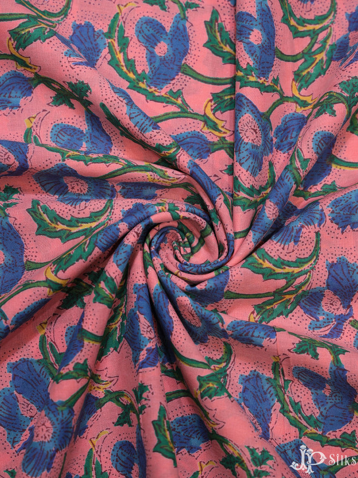 Rose Pink and Blue Cotton Fabric - A7915 - View 3