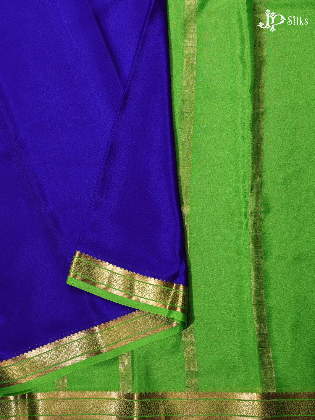 Ink Blue and Green Mysore Silk Saree - E314 - View 4