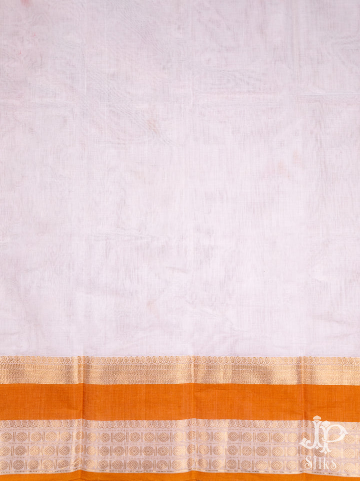 White and Orange Kanchi Cotton Saree - D9759 - View 3