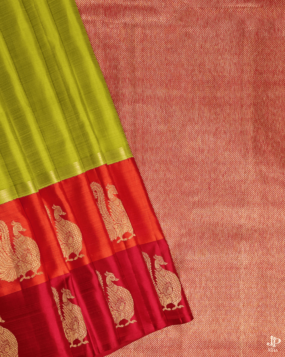 Green, Orange and Red Kanchipuram Silk Saree - A3168 - View 2