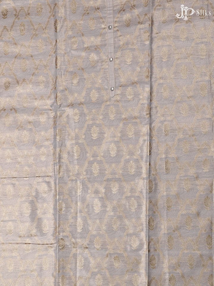 White and Gold Banaras Cotton Unstiched Chudidhar Material - E1933 - View 4