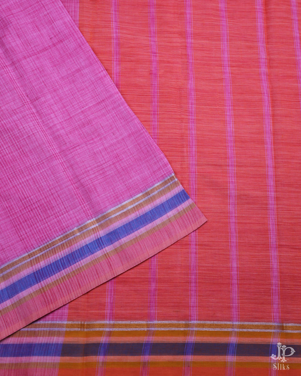 Pink Cotton Saree -D1090 - View 2