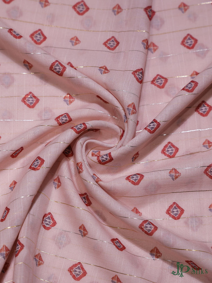 Light Pink Digital Printed Munga Cotton Fabric - E3334 - View 3