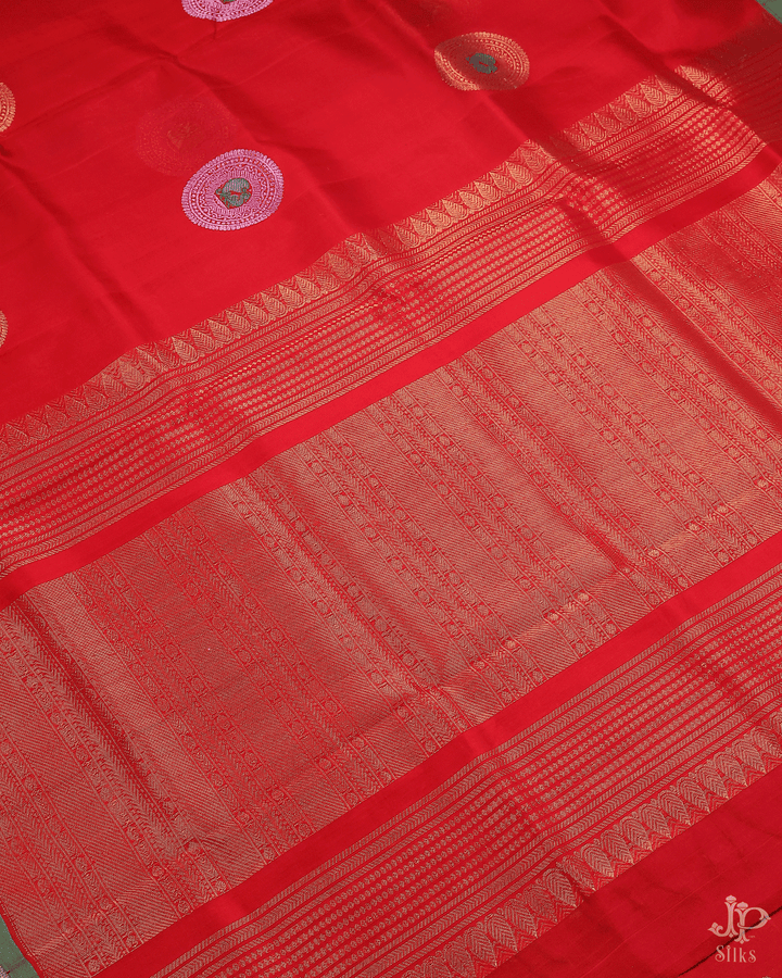 Red Silk Cotton Saree  - D207 - View 5