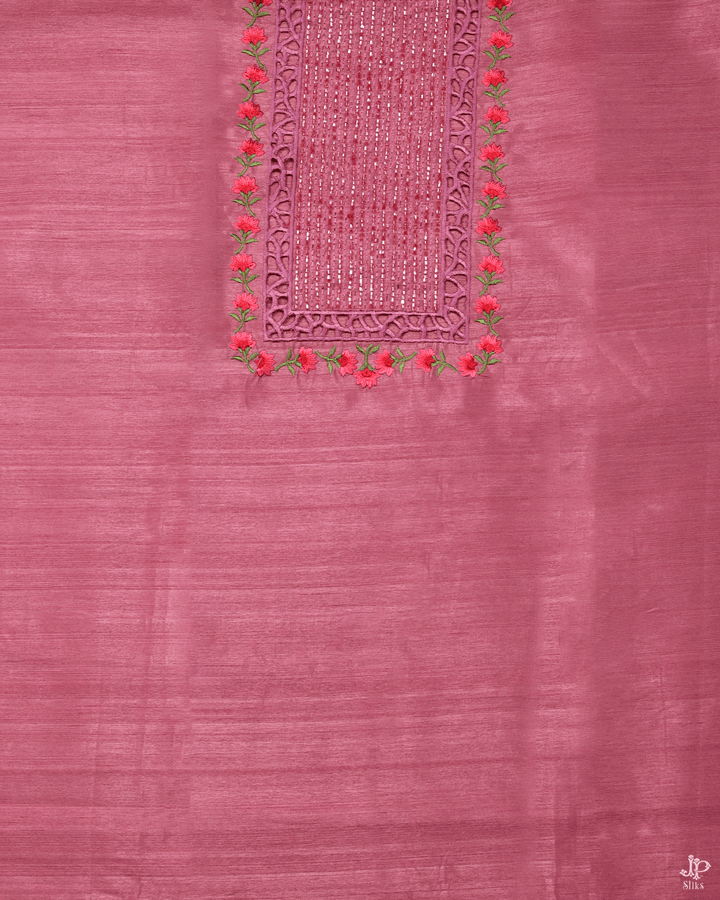 Rose Pink Unstitched Chudidhar Material - C4243 - View 2