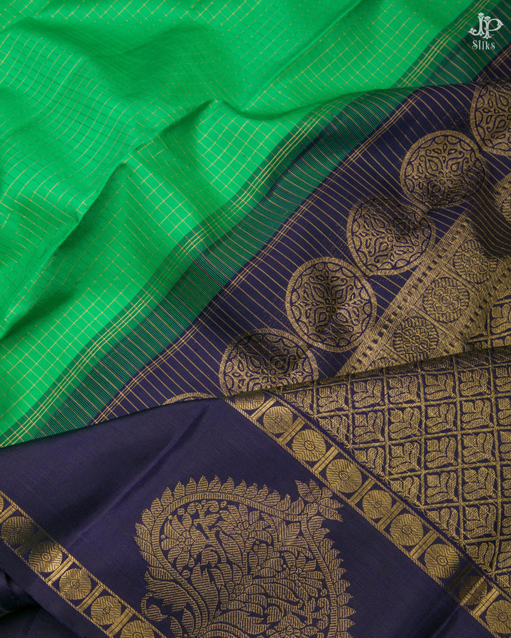 Bice Green and Navy Blue Kanchipuram Silk Saree - A946 -View 2