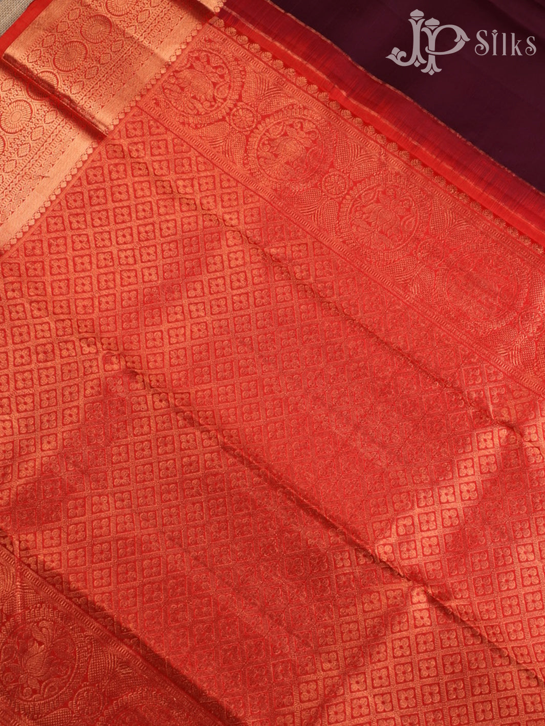 Grape and Orange Kanchipuram Silk Saree - E4704