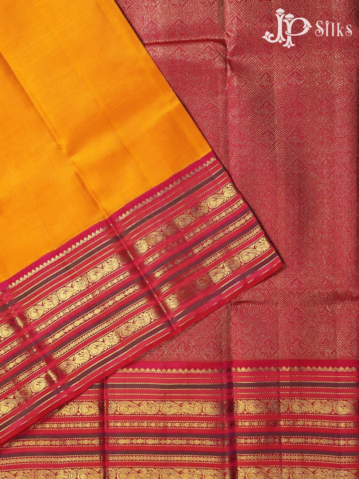 Yellow with pink Kanchipuram Silk Saree - A746 - View 2