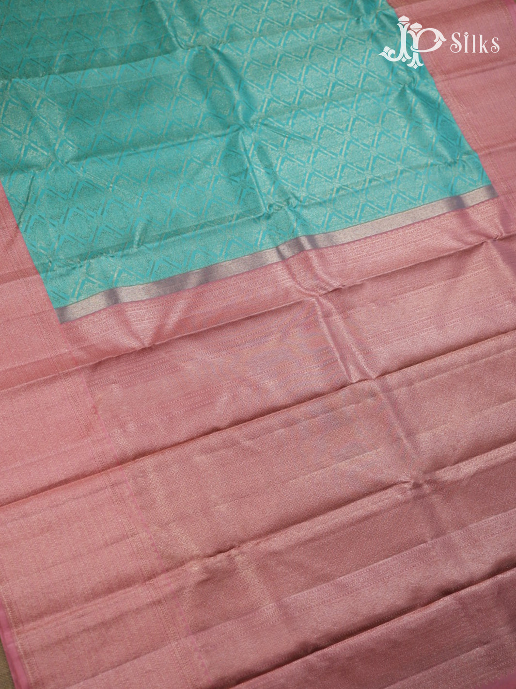 Baby pink  with light teal green colour Kanchipuram Silk Saree - E5221 - View 3