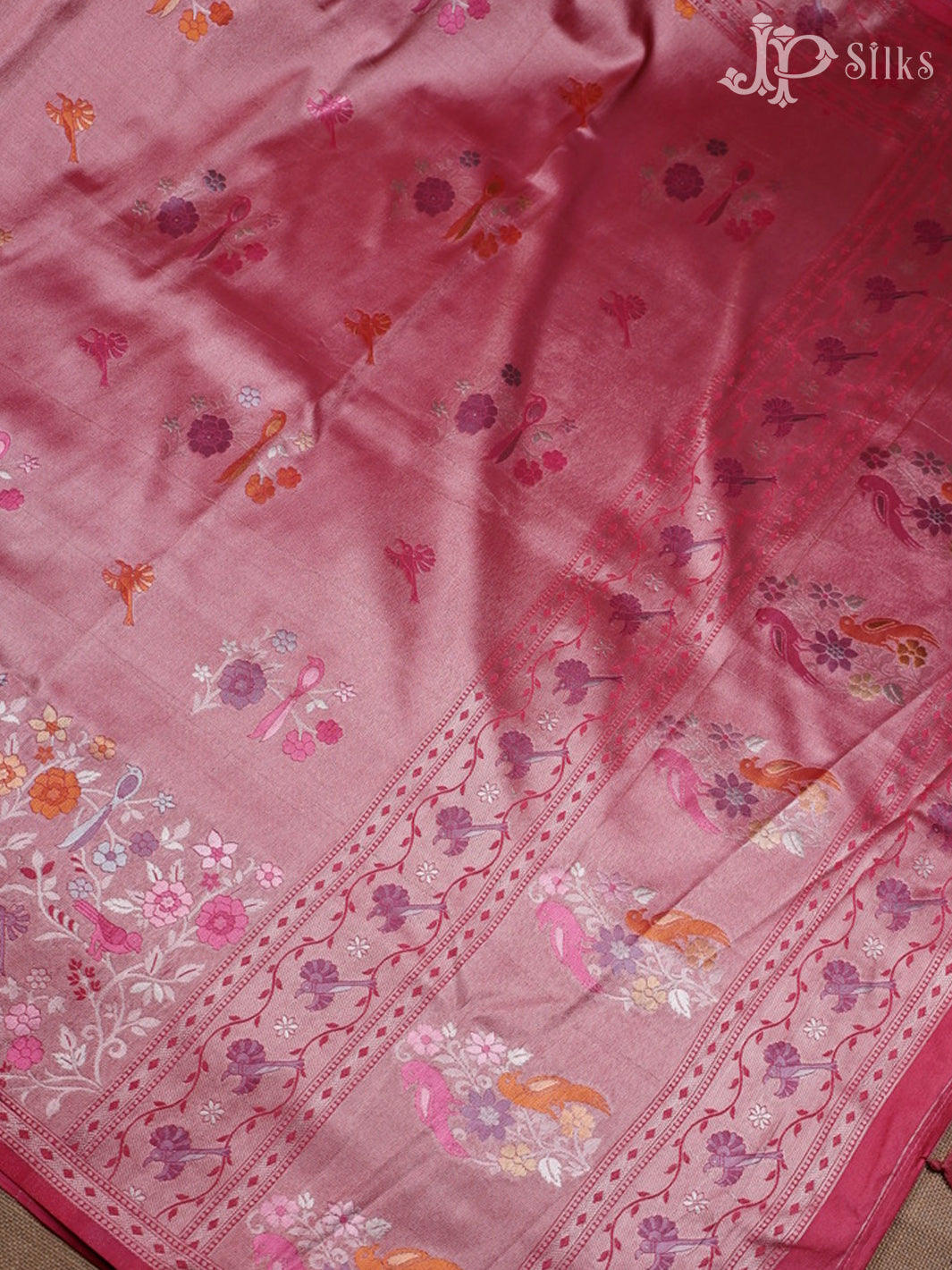 Rose Pink Semi Banarasi Saree - F2648