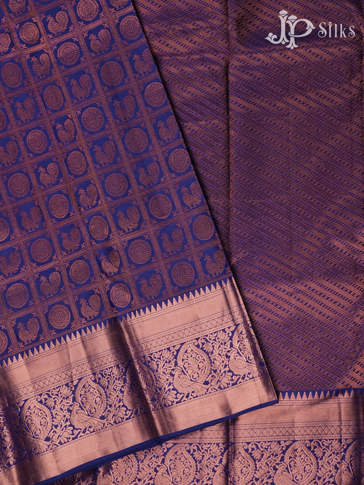 Navy blue Kanchipuram Silk Saree - C2184 - View 2