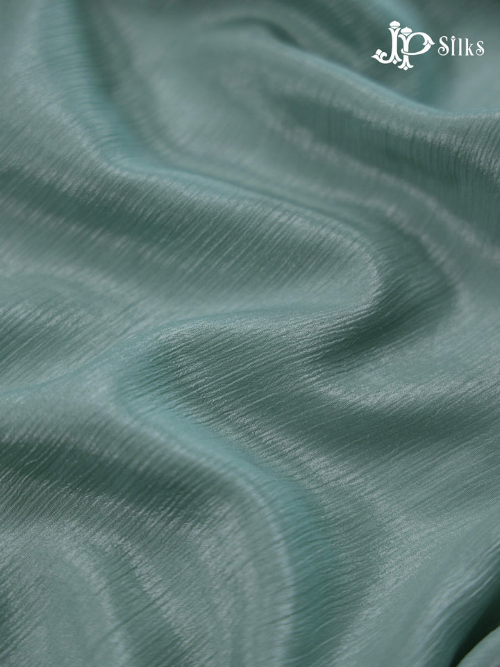 Teal Chiffon Fancy Saree with Leaf Design and Pearl - E5404 - View 5