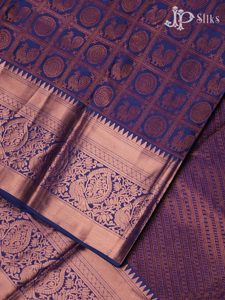 Navy blue Kanchipuram Silk Saree - C2184 - View 4