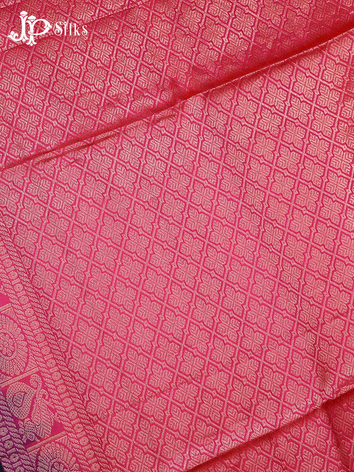 Bottle Green & Reddish Pink Soft Silk Saree - F2912