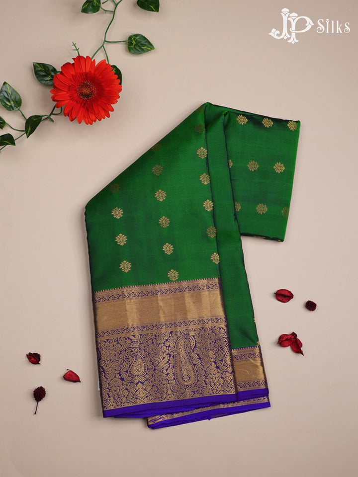 Green and Violet Kanchipuram Silk Saree - D4703