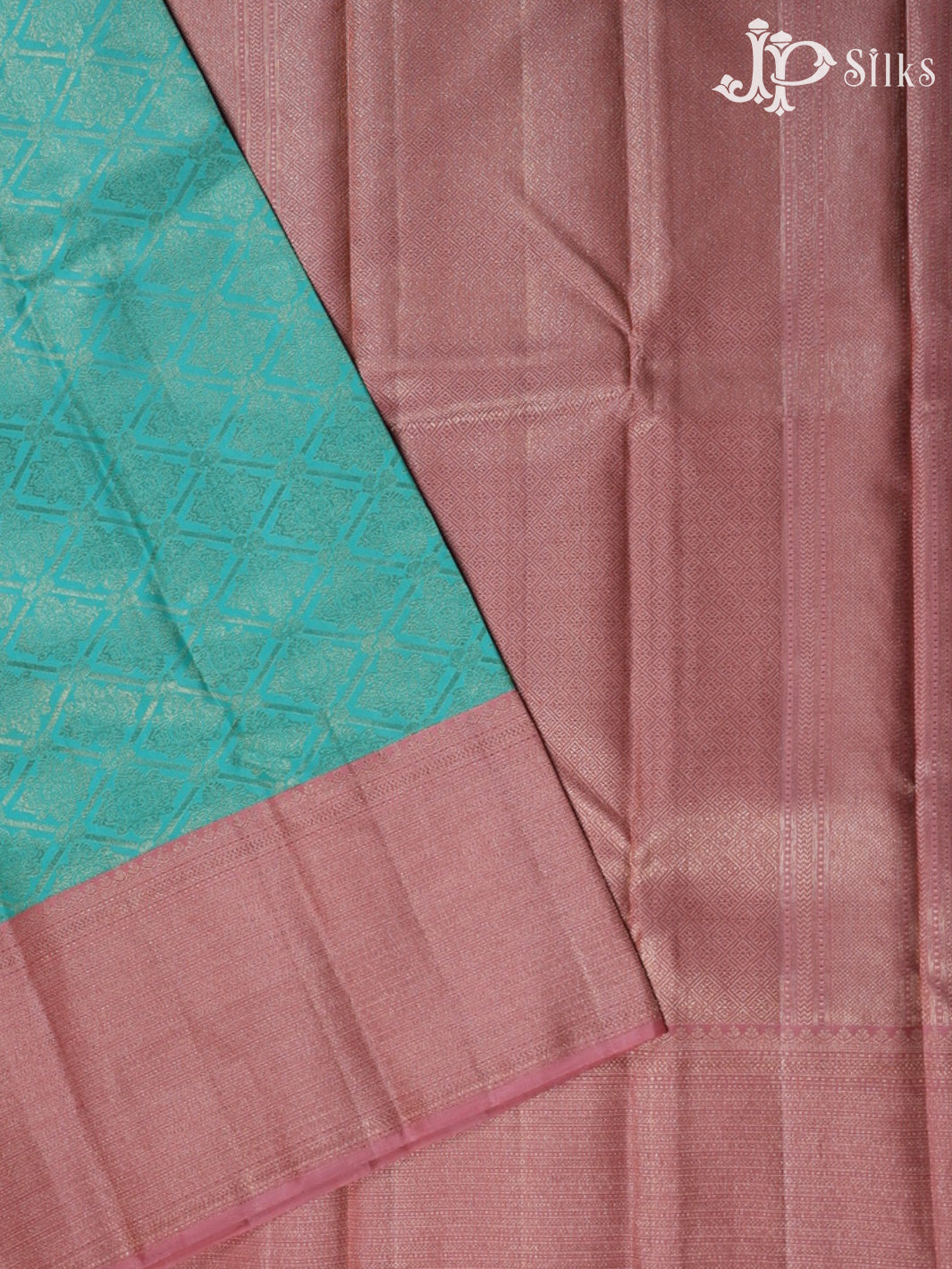 Baby pink  with light teal green colour Kanchipuram Silk Saree - E5221 - View 2